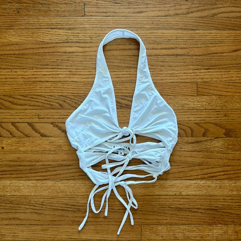 I am Gia lace up halter top - Picture 2 of 4
